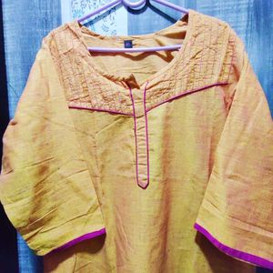 Orange Kurta with Pink Trim
