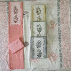 Unstitched Chanderi Dress Material - Floral Print