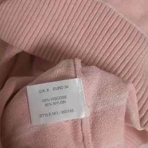Chic Pink Striped Turtleneck Sweater