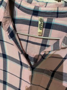 Pink Plain Button-Up Shirt