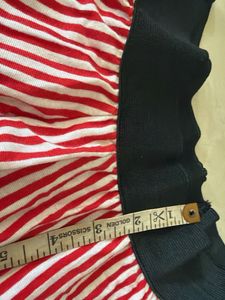 Red &amp; White Striped western Skirt
