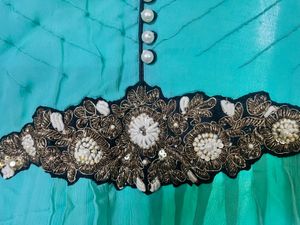 Teal Embellished Pure Georgette Dress