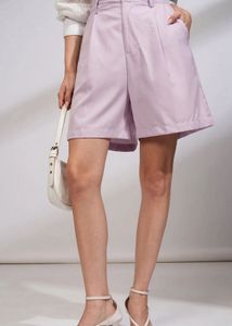Lavender Pleated Wide Leg Shorts