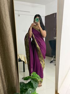 Elegant Purple Saree with Rich Golden Border