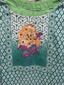 Designer Teal Kurta with Floral Print