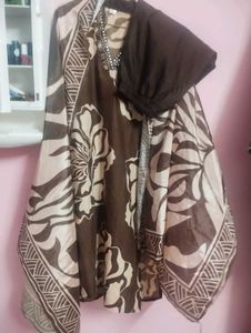 Brown Floral Kurta Set with Dupatta(new)