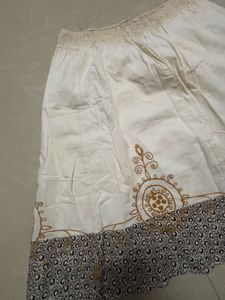 Cream Skirt | Embroidered Border