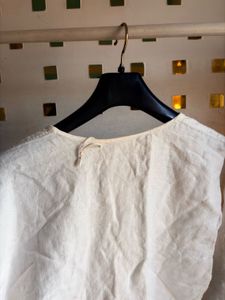 Cream Linen Long Sleeve Top