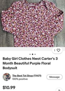 carter’s branded Floral Long Sleeve Baby Bodysuit