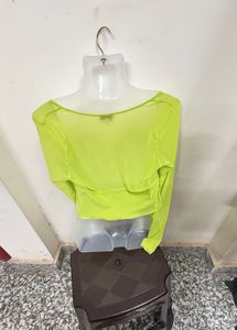 Lime Green Long Sleeve Crop Top
