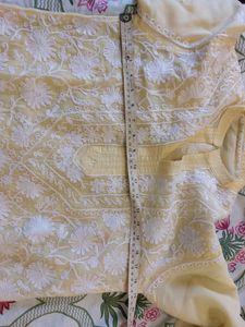 Light Yellow Chikan Kurta