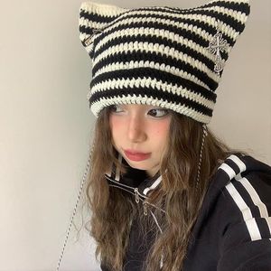 Striped Cat Ear Beanie