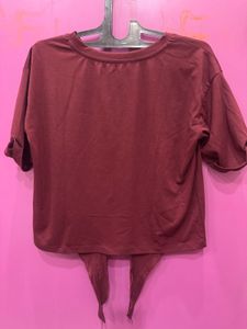 Maroon Pearl Embellished T-Shirt
