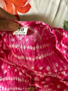 Vibrant Pink Bandhani Cotton Kurta from Jaipur