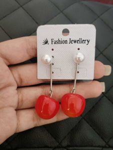 Cute Cherry Pearl Drop Earrings