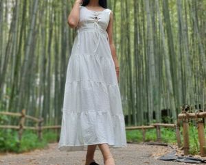 White Tiered Midi Dress