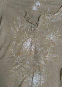 Women's Beige Floral Print Top