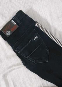 Girls Black Jeans with White Stripe