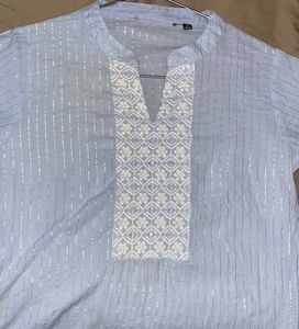 Sparkling Striped Light Blue Kurta