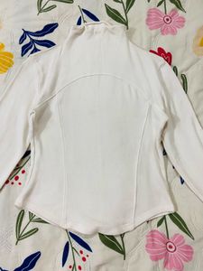 White Mock Neck Long Sleeve Top
