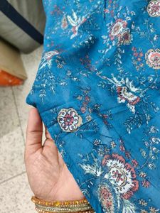 Beautiful Blue Floral Anarkali Kurta
