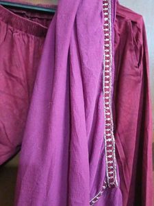 Maroon Printed Kurta Set with Dupatta