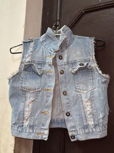 Distressed Denim Vest