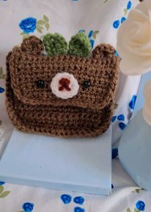 Handmade Crocheted Bear Pouch