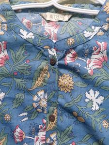 Blue Floral Print Kurta