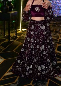 Elegant Purple Velvet Lehenga Choli