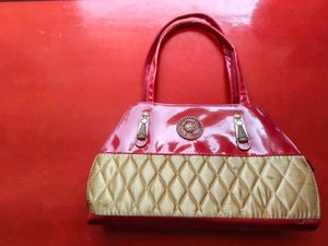 Red & Gold Quilted Handbag
