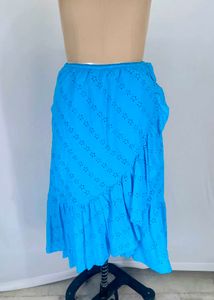 Bright Blue Eyelet Ruffle Skirt
