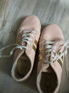 Pink &amp; Gold Accent Sneakers