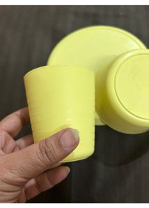 Ikea Yellow Set Of Plate, Bowl And Glass