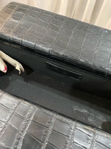 Mango Black Croc Textured Shoulder Bag