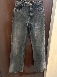 High Waist Straight Leg Grey Jeans for t