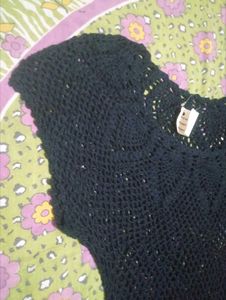 Black Crochet Knit Top