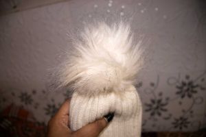 Cute White Winter Hat with Flowers