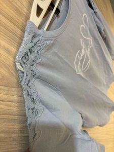 Cute "Just Smile" Blue Top