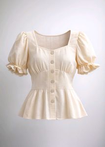 soft peach puff sleeve crop top