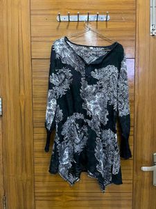 Black &amp; White Printed Kurta