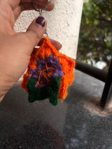 Handmade Crochet Flower Keychain 🌼🧡🧶