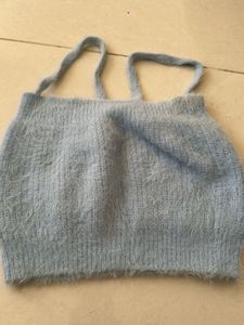 Cozy Fuzzy Light Blue Crop Top