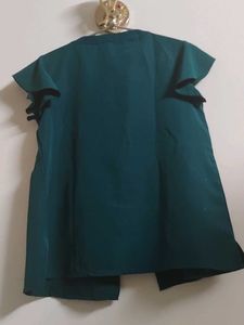 Chic Teal Ruffle Sleeve Top