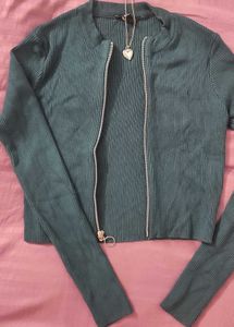 Teal Zipper Cardigan🧚