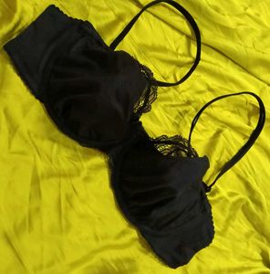 Lace Trimmed Black Bra