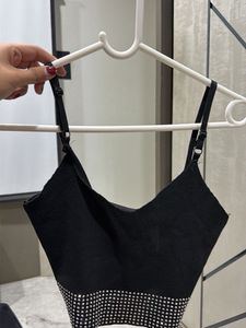 Sparkling Studded Black Crop Top