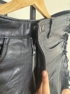 Black Lace-Up Faux Leather Pants