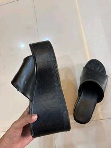 Black Platform Slide Sandals