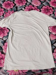 Simon Carter White T-Shirt with Leaf Print